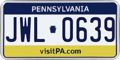 PA license plate JWL0639