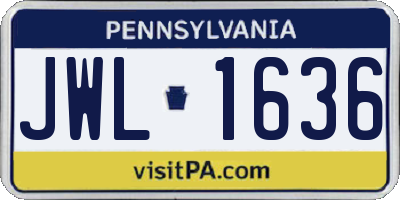 PA license plate JWL1636