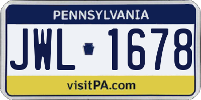 PA license plate JWL1678