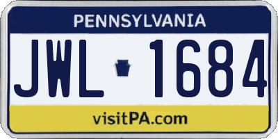 PA license plate JWL1684
