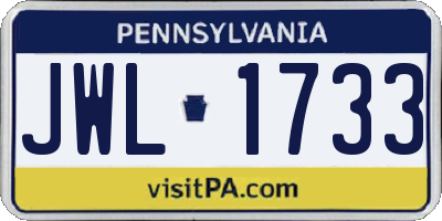 PA license plate JWL1733