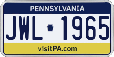 PA license plate JWL1965