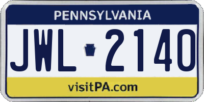 PA license plate JWL2140