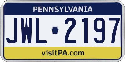 PA license plate JWL2197