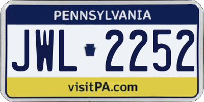 PA license plate JWL2252