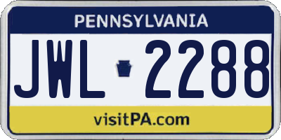 PA license plate JWL2288