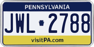 PA license plate JWL2788