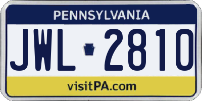 PA license plate JWL2810