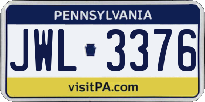 PA license plate JWL3376