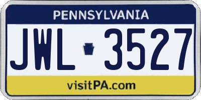 PA license plate JWL3527
