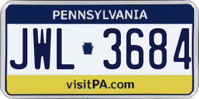 PA license plate JWL3684