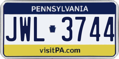 PA license plate JWL3744