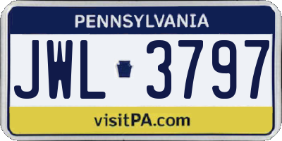 PA license plate JWL3797