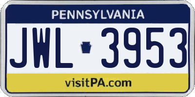 PA license plate JWL3953