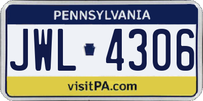 PA license plate JWL4306