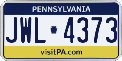 PA license plate JWL4373