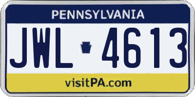 PA license plate JWL4613