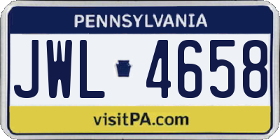 PA license plate JWL4658