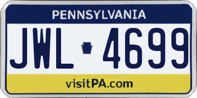 PA license plate JWL4699