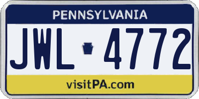 PA license plate JWL4772