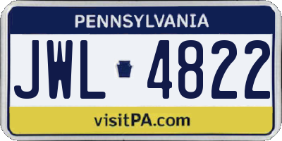 PA license plate JWL4822