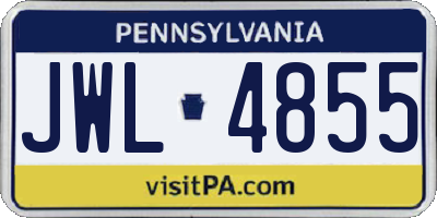 PA license plate JWL4855