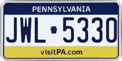 PA license plate JWL5330