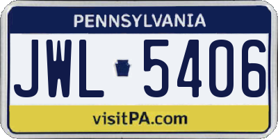 PA license plate JWL5406