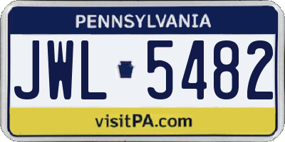 PA license plate JWL5482