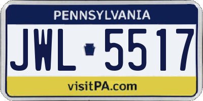 PA license plate JWL5517