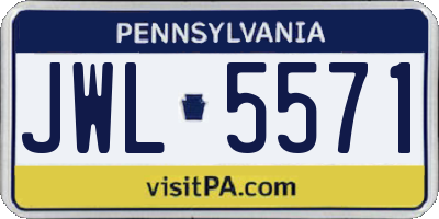 PA license plate JWL5571