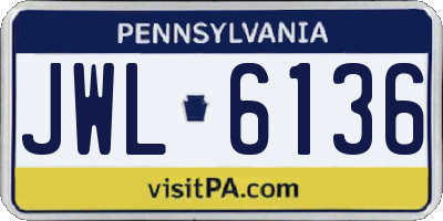 PA license plate JWL6136