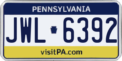 PA license plate JWL6392