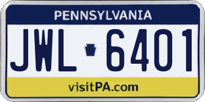 PA license plate JWL6401