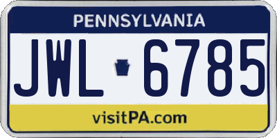 PA license plate JWL6785