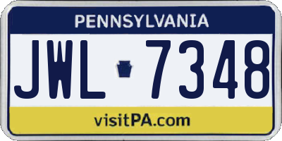 PA license plate JWL7348