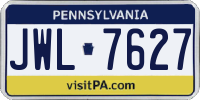 PA license plate JWL7627