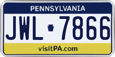 PA license plate JWL7866