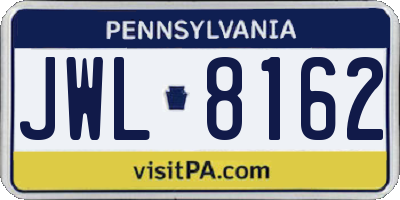 PA license plate JWL8162