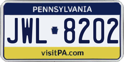 PA license plate JWL8202