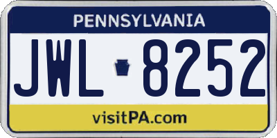 PA license plate JWL8252