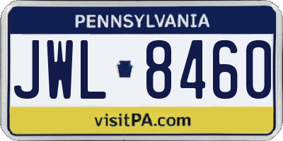 PA license plate JWL8460