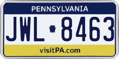 PA license plate JWL8463