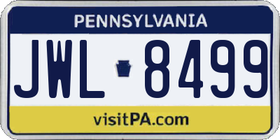 PA license plate JWL8499