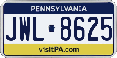 PA license plate JWL8625
