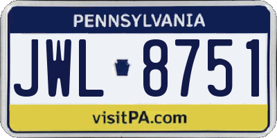 PA license plate JWL8751