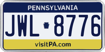 PA license plate JWL8776