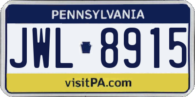 PA license plate JWL8915