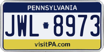 PA license plate JWL8973