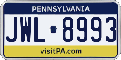 PA license plate JWL8993